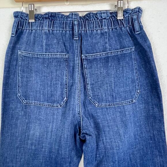 J.Crew Wide Leg Paper Bag Denim Trouser Jeans Women's 28 Dark Blue High Rise - Picture 4 of 13